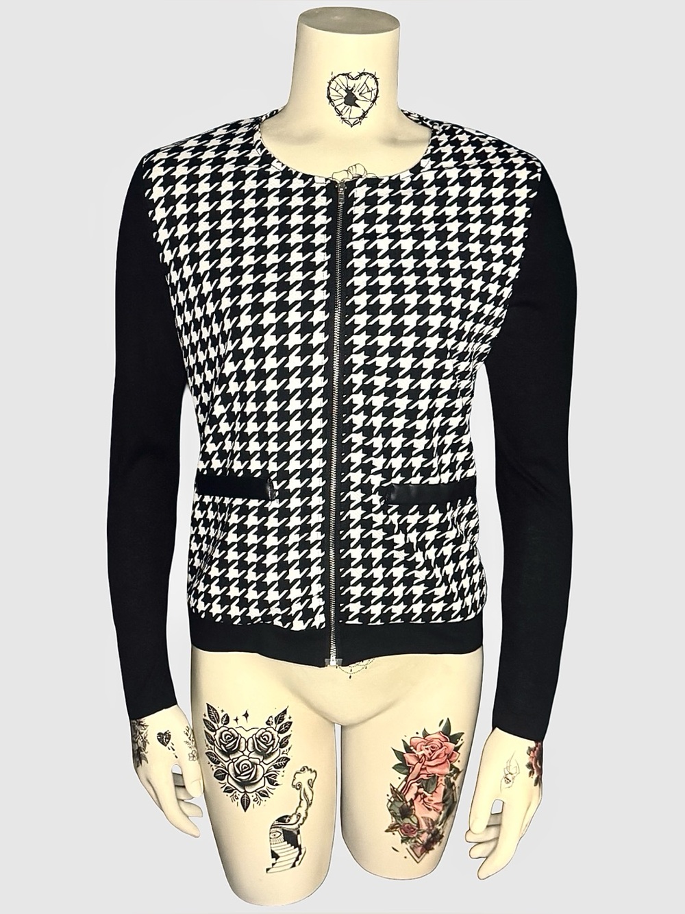 Black and white houndstooth jacket